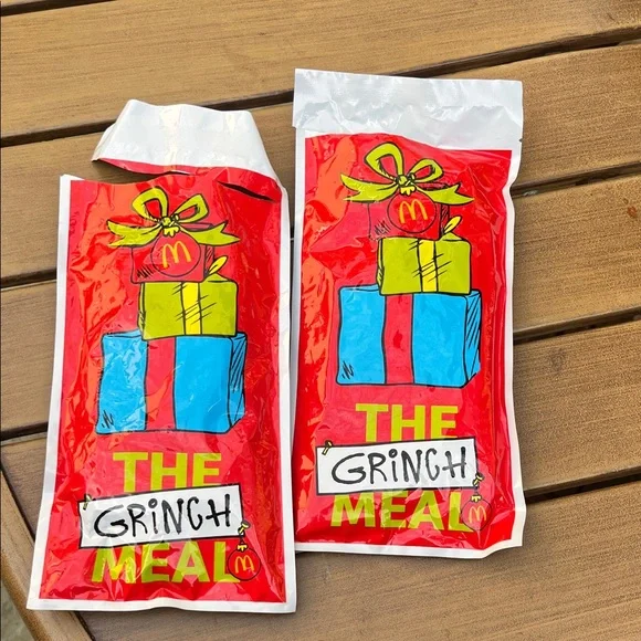 McDonald's Festive Grinch Meal Bags with Red and Blue - Picture 2 of 6